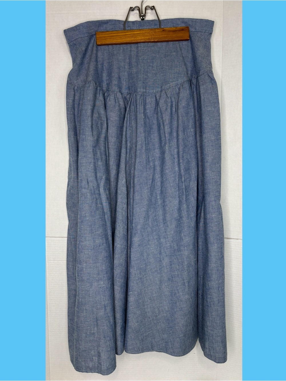 Vintage Tobi Chambray Western Style Blue Maxi Skirt Flared Skirt 100% Cotton